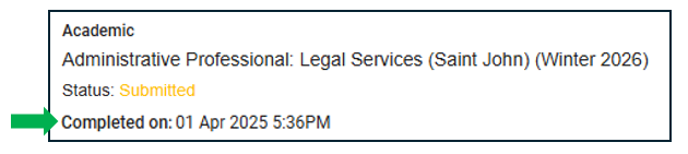 Application Portal - Completed On Date